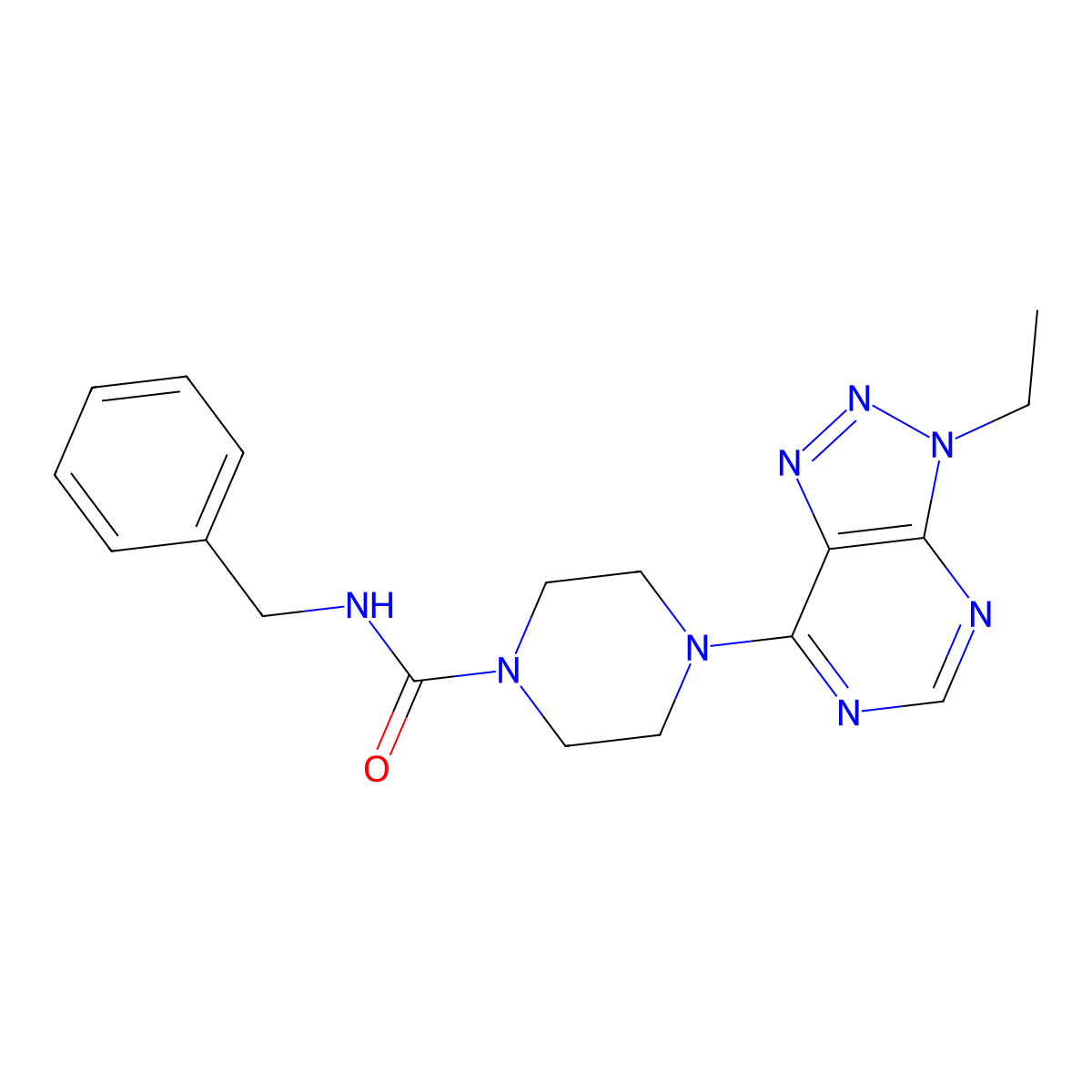N-benzyl-4-{3-ethyl-3H-[1,2,3]triazolo[4,5-d]pyrimidin-7-yl}piperazine-1-carboxamide molecular structure, CAS 1060163-72-5