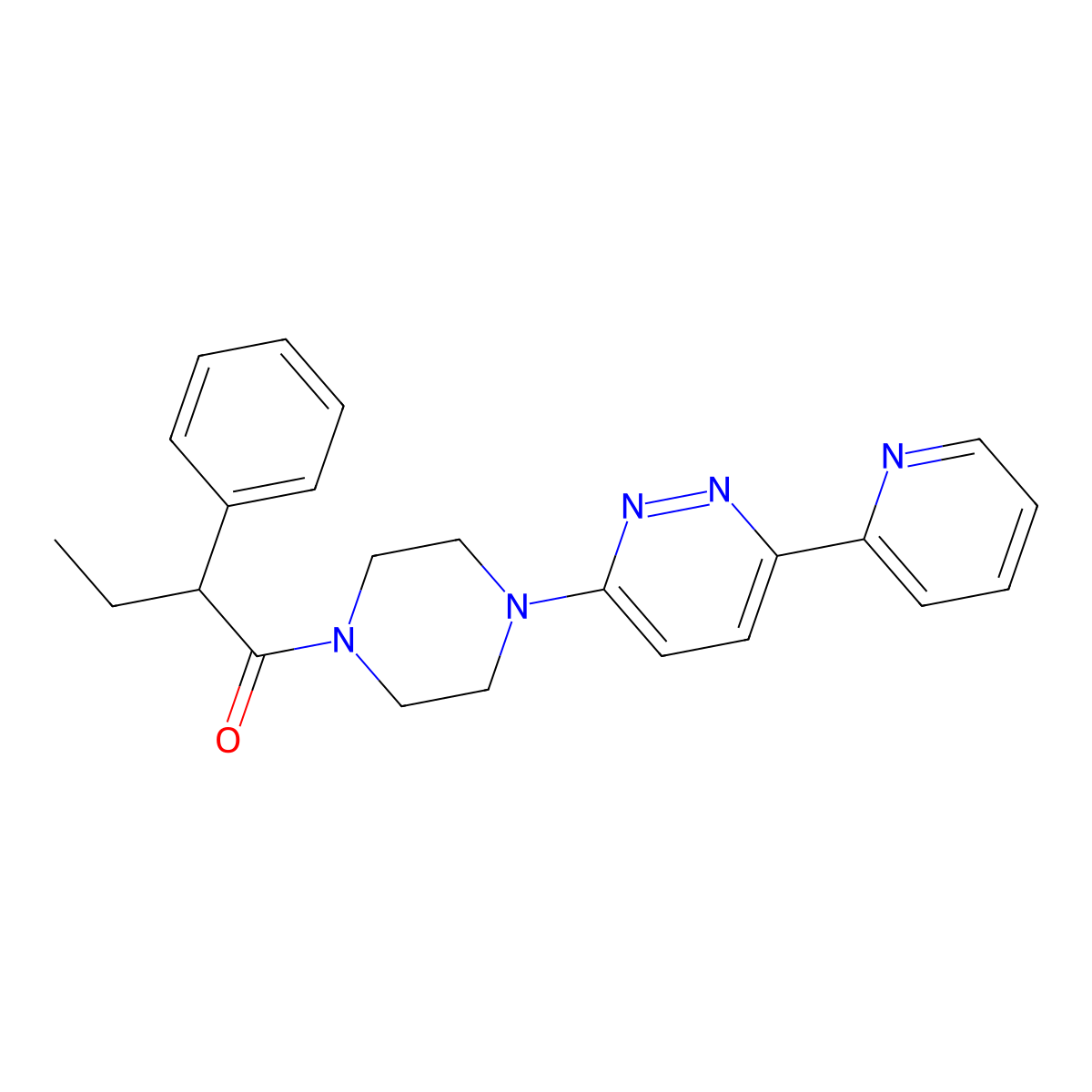 2-Phenyl-1-(4-(6-(pyridin-2-yl)pyridazin-3-yl)piperazin-1-yl)butan-1-one molecular structure, CAS 1060164-54-6