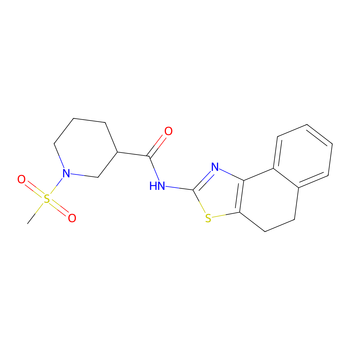 N-(4,5-dihydronaphtho[1,2-d]thiazol-2-yl)-1-(methylsulfonyl)piperidine-3-carboxamide molecular structure, CAS 1060164-75-1