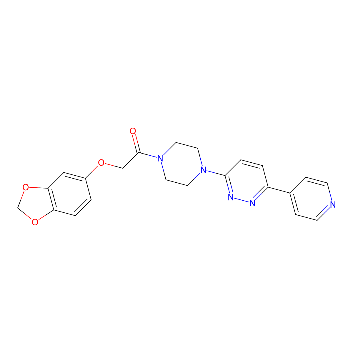 2-(2H-1,3-benzodioxol-5-yloxy)-1-{4-[6-(pyridin-4-yl)pyridazin-3-yl]piperazin-1-yl}ethan-1-one molecular structure, CAS 1060165-08-3