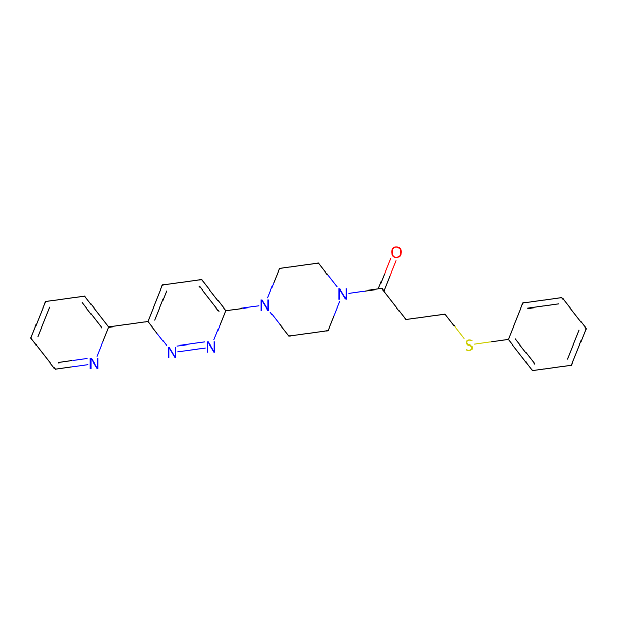 3-(Phenylthio)-1-(4-(6-(pyridin-2-yl)pyridazin-3-yl)piperazin-1-yl)propan-1-one molecular structure, CAS 1060165-50-5