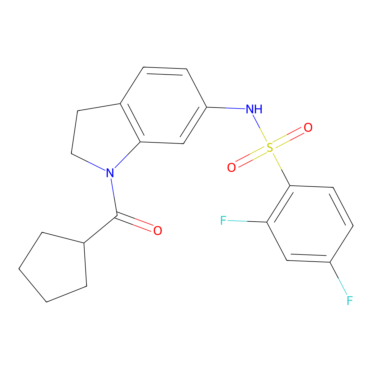 N-(1-(cyclopentanecarbonyl)indolin-6-yl)-2,4-difluorobenzenesulfonamide molecular structure, CAS 1060165-84-5