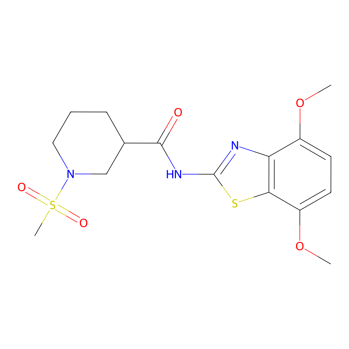 N-(4,7-dimethoxybenzo[d]thiazol-2-yl)-1-(methylsulfonyl)piperidine-3-carboxamide molecular structure, CAS 1060167-71-6