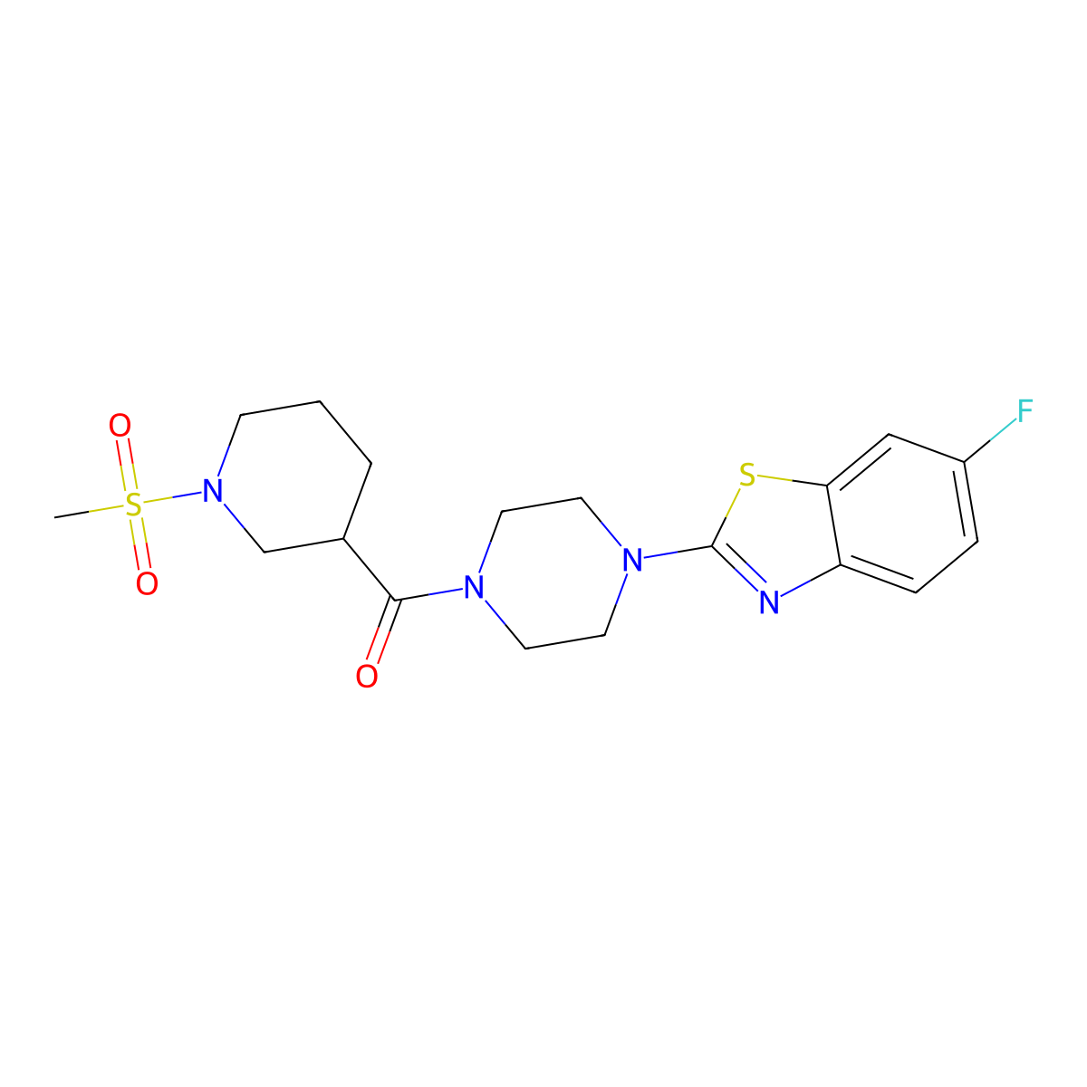(4-(6-Fluorobenzo[d]thiazol-2-yl)piperazin-1-yl)(1-(methylsulfonyl)piperidin-3-yl)methanone molecular structure, CAS 1060168-11-7