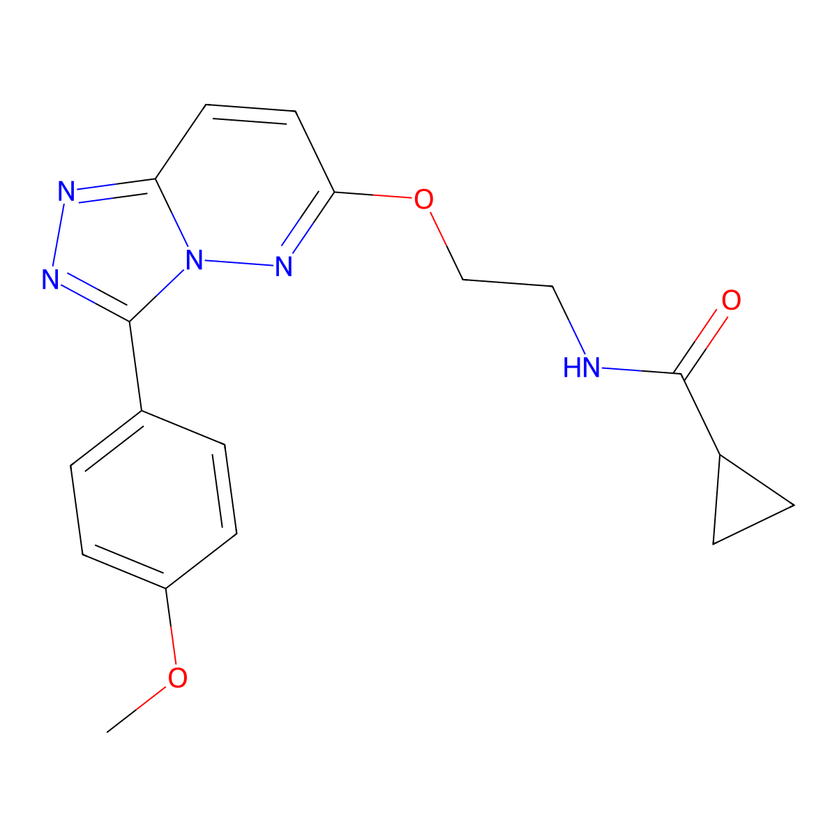 N-(2-{[3-(4-methoxyphenyl)-[1,2,4]triazolo[4,3-b]pyridazin-6-yl]oxy}ethyl)cyclopropanecarboxamide molecular structure, CAS 1060168-58-2