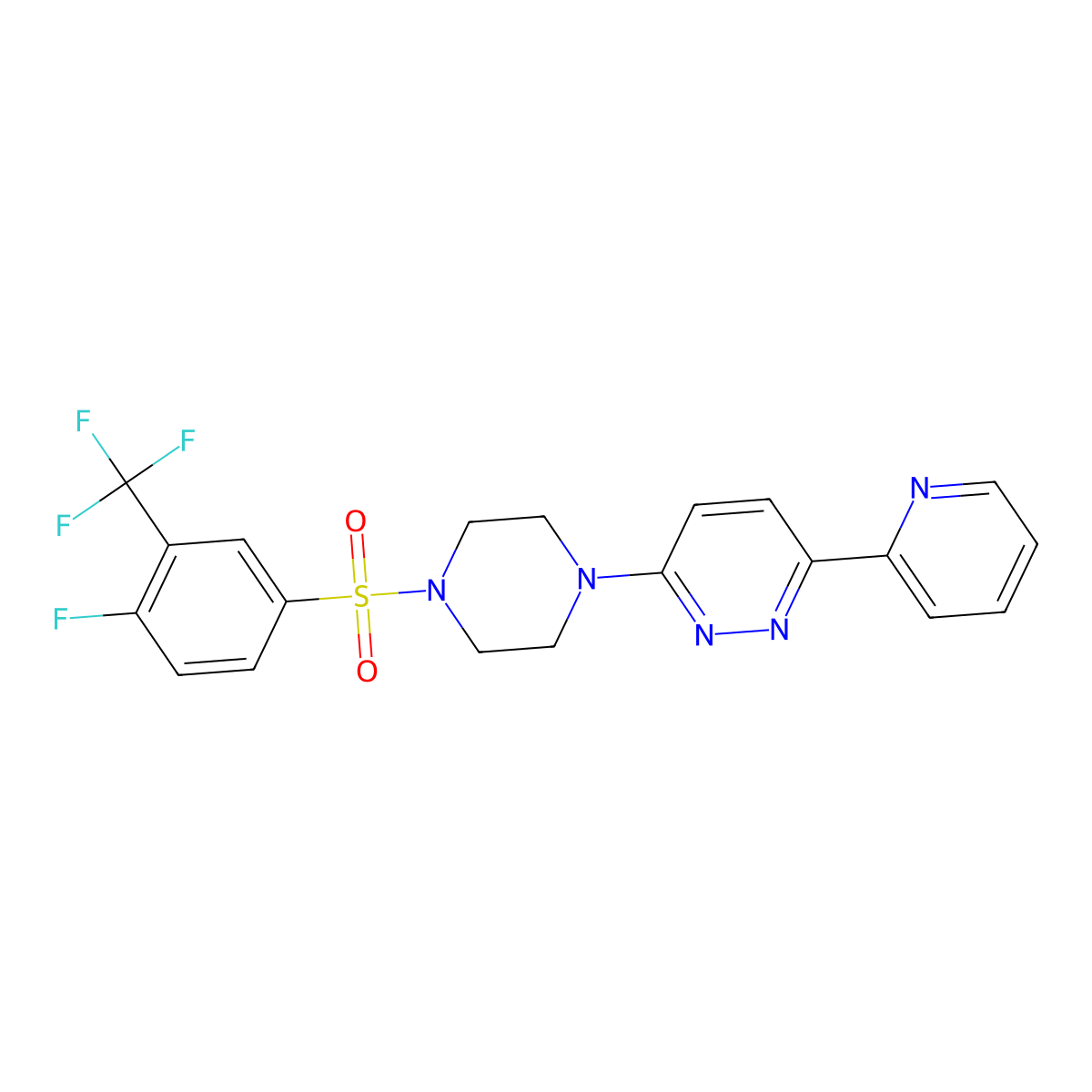3-(4-((4-Fluoro-3-(trifluoromethyl)phenyl)sulfonyl)piperazin-1-yl)-6-(pyridin-2-yl)pyridazine molecular structure, CAS 1060168-86-6