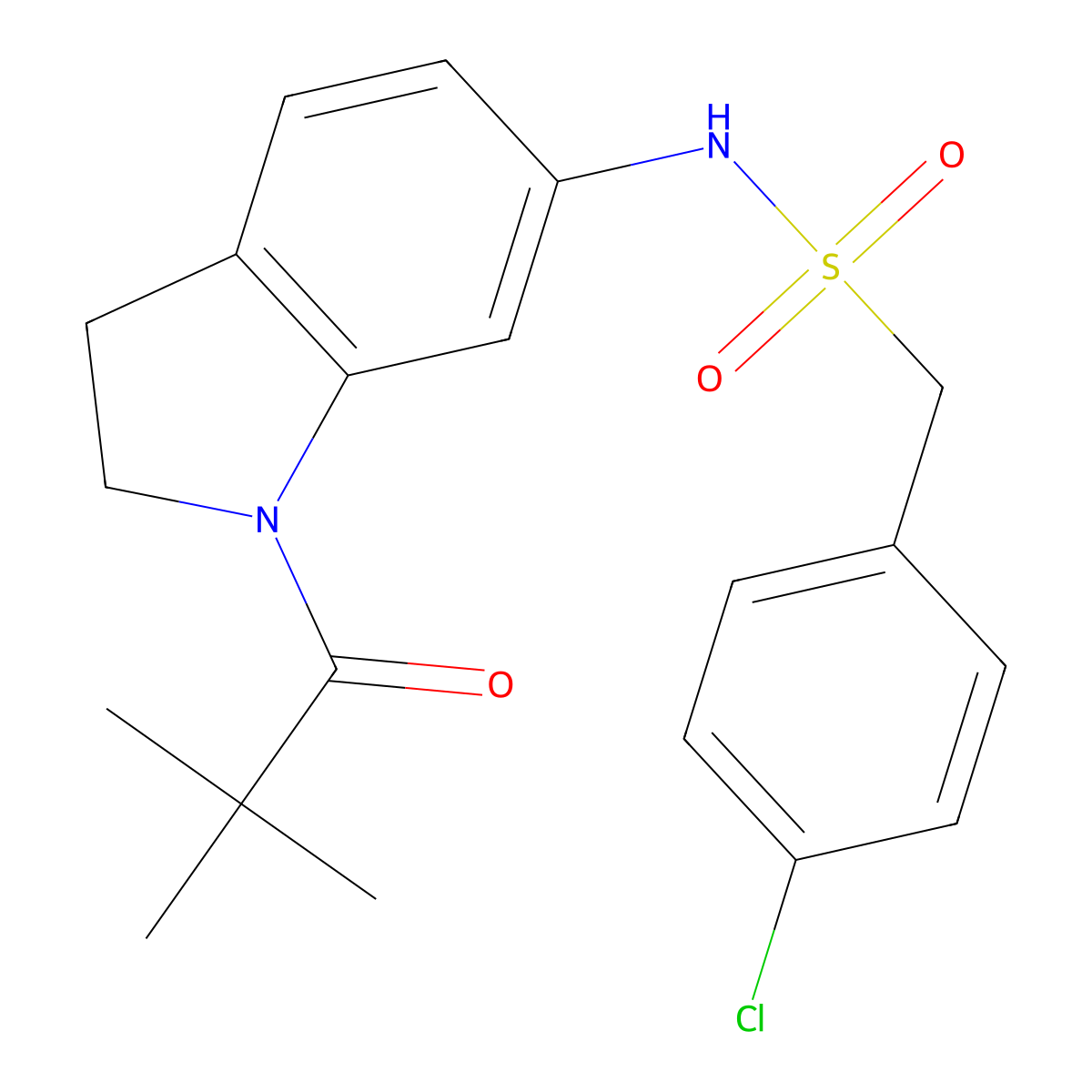 1-(4-chlorophenyl)-N-(1-pivaloylindolin-6-yl)methanesulfonamide molecular structure, CAS 1060169-44-9