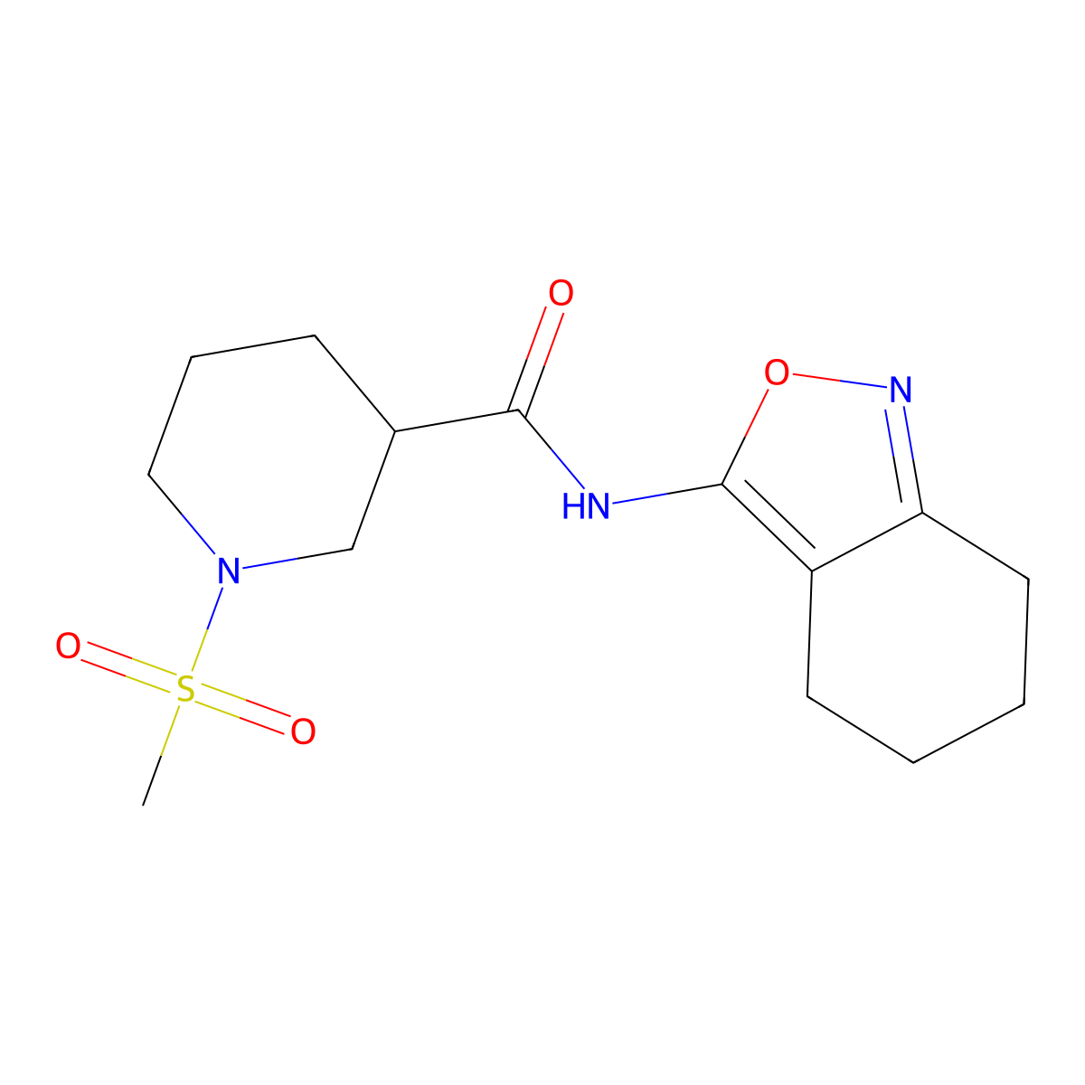 1-(methylsulfonyl)-N-(4,5,6,7-tetrahydrobenzo[c]isoxazol-3-yl)piperidine-3-carboxamide molecular structure, CAS 1060171-49-4