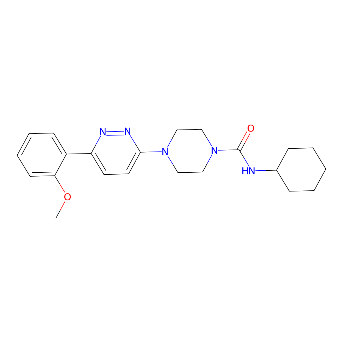 N-cyclohexyl-4-[6-(2-methoxyphenyl)pyridazin-3-yl]piperazine-1-carboxamide molecular structure, CAS 1060175-35-0