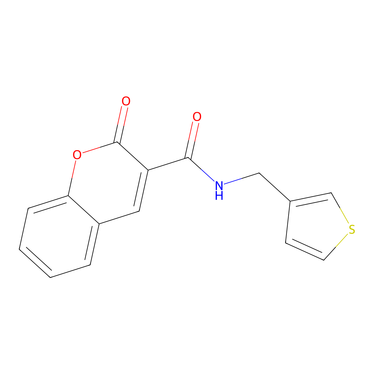 2-oxo-N-[(thiophen-3-yl)methyl]-2H-chromene-3-carboxamide molecular structure, CAS 1060176-21-7