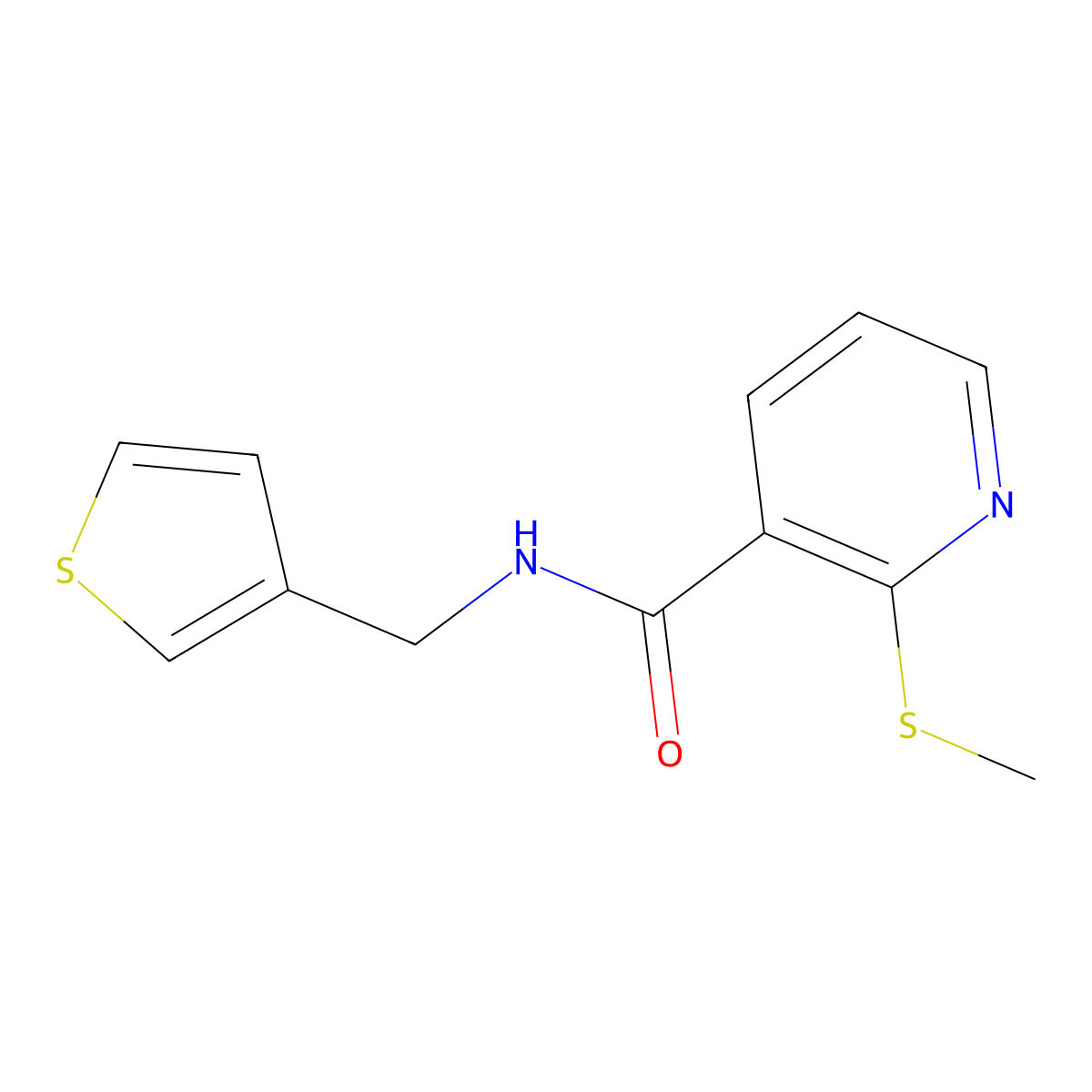 2-(methylsulfanyl)-N-[(thiophen-3-yl)methyl]pyridine-3-carboxamide molecular structure, CAS 1060176-51-3