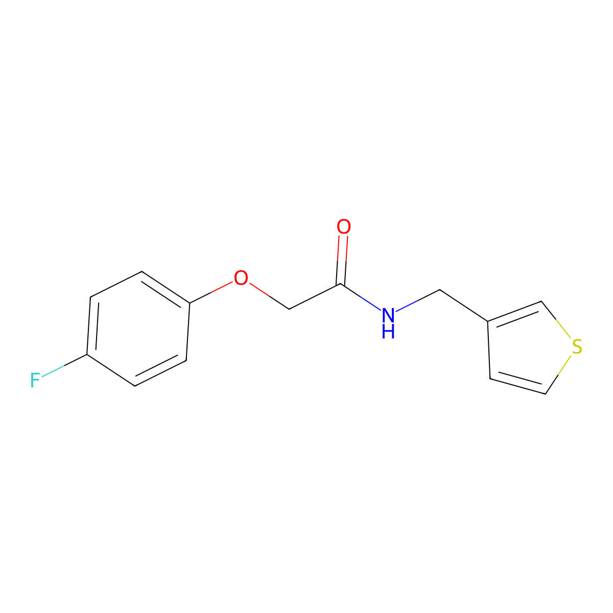 2-(4-fluorophenoxy)-N-(thiophen-3-ylmethyl)acetamide molecular structure, CAS 1060176-93-3