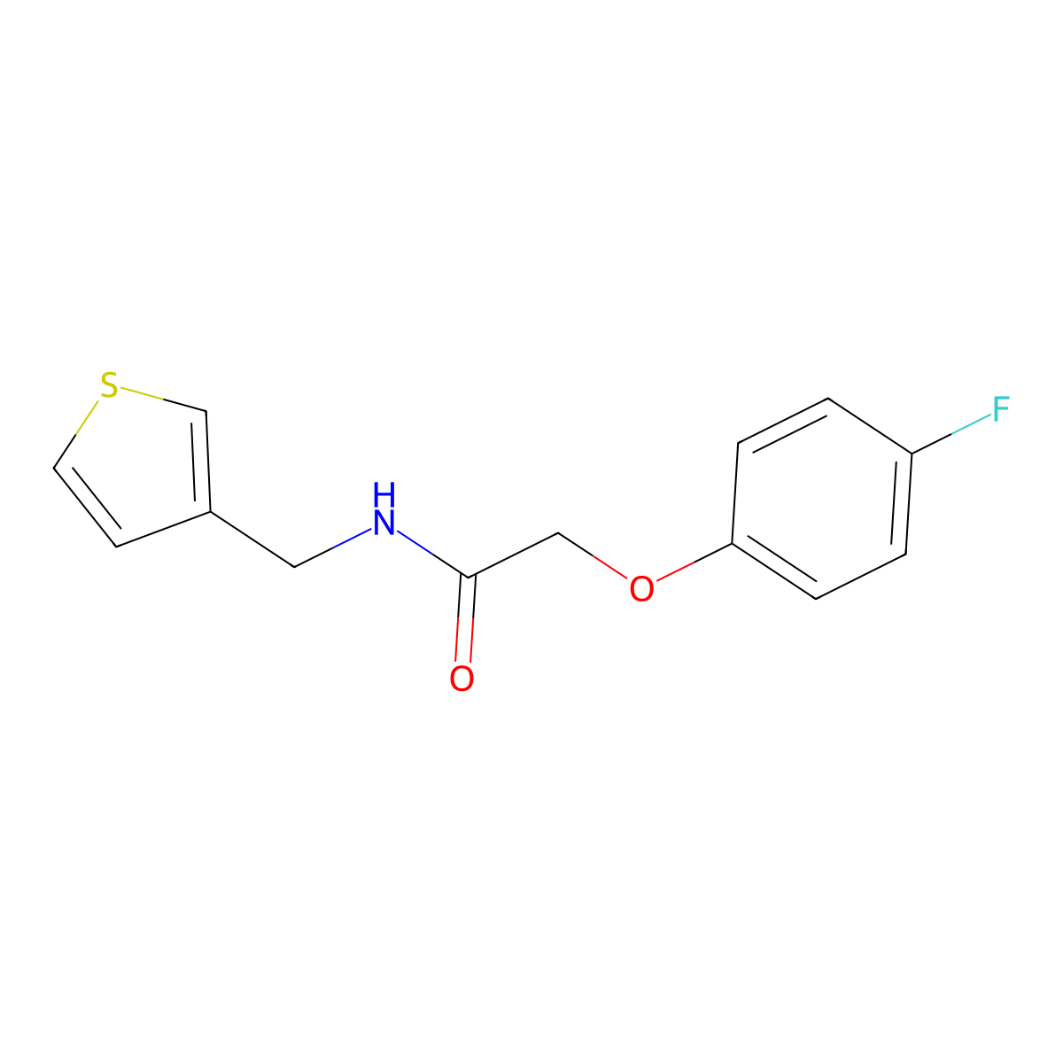 2-(4-fluorophenoxy)-N-(thiophen-3-ylmethyl)acetamide molecular structure, CAS 1060176-93-3