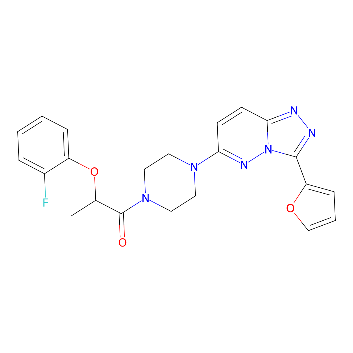 2-(2-Fluorophenoxy)-1-{4-[3-(furan-2-yl)-[1,2,4]triazolo[4,3-b]pyridazin-6-yl]piperazin-1-yl}propan-1-one molecular structure, CAS 1060177-16-3