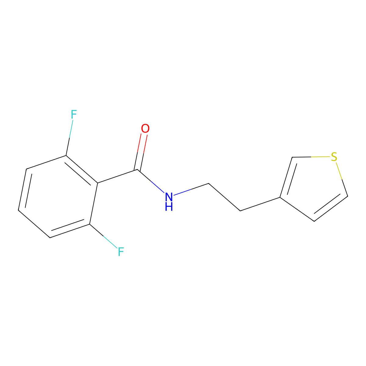 2,6-difluoro-N-[2-(thiophen-3-yl)ethyl]benzamide molecular structure, CAS 1060177-35-6