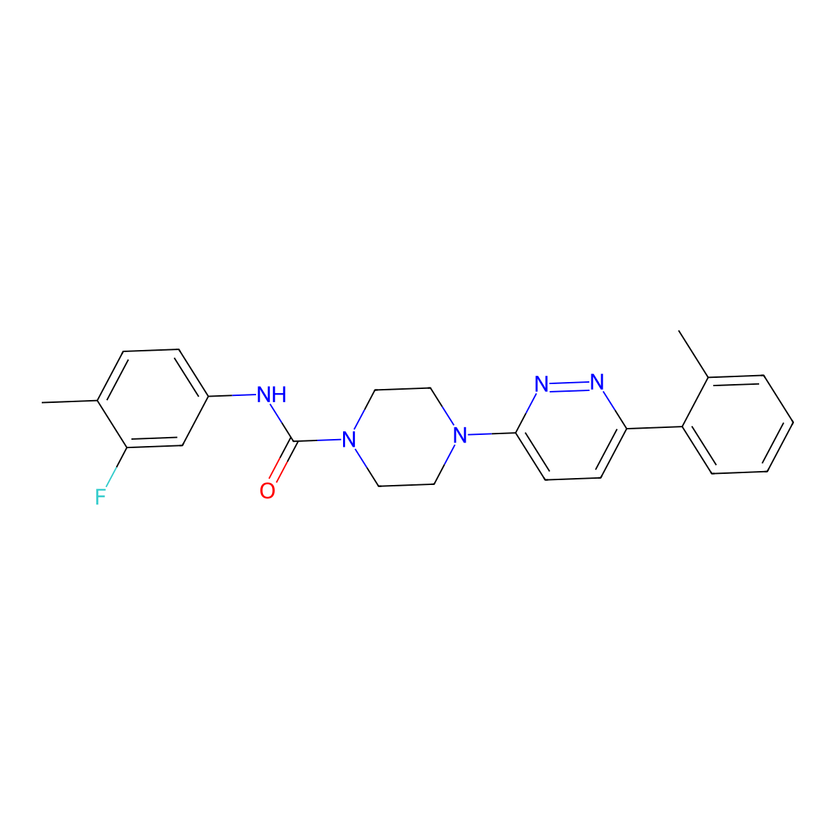 N-(3-fluoro-4-methylphenyl)-4-(6-(o-tolyl)pyridazin-3-yl)piperazine-1-carboxamide molecular structure, CAS 1060177-38-9