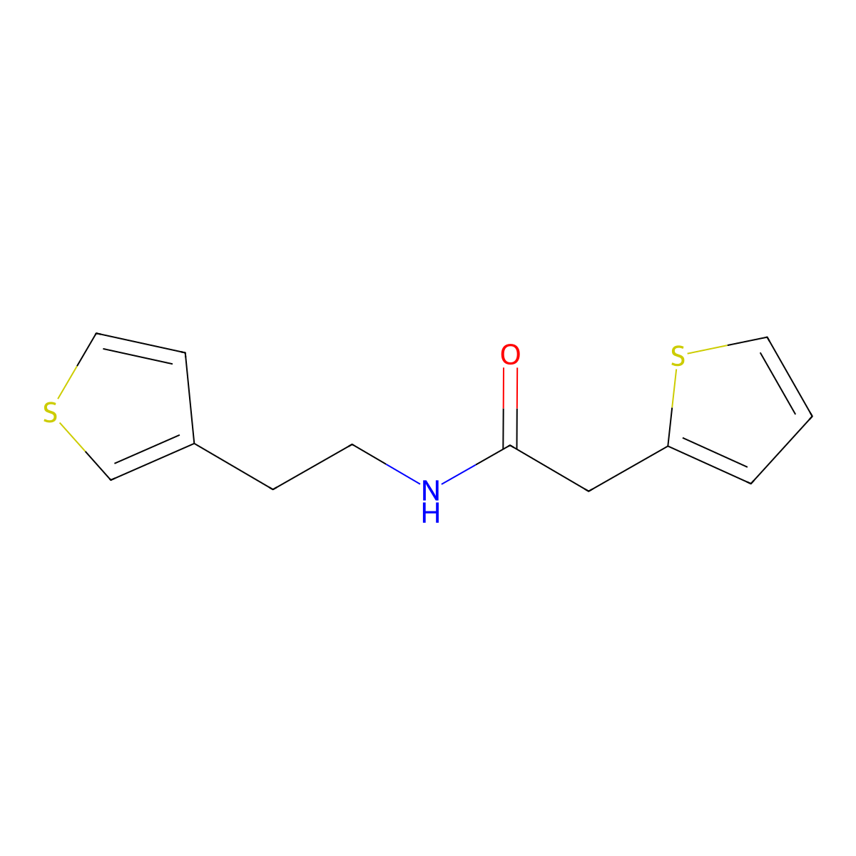 2-(thiophen-2-yl)-N-[2-(thiophen-3-yl)ethyl]acetamide molecular structure, CAS 1060177-75-4