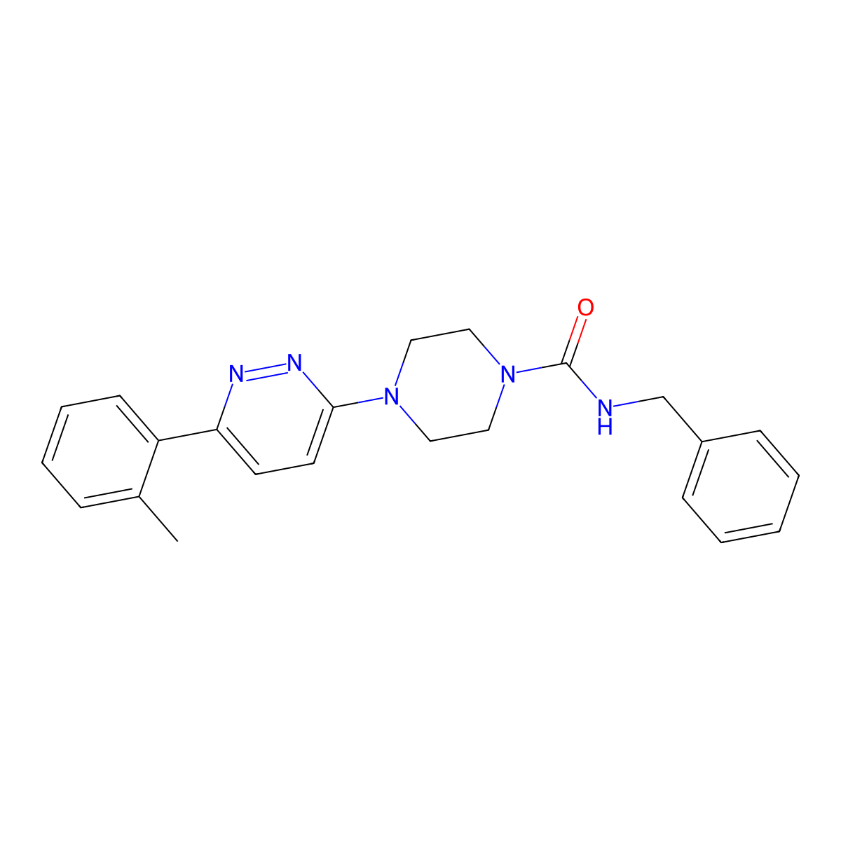 N-benzyl-4-(6-(o-tolyl)pyridazin-3-yl)piperazine-1-carboxamide molecular structure, CAS 1060177-78-7