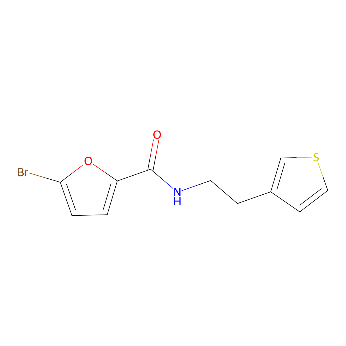 5-bromo-N-[2-(thiophen-3-yl)ethyl]furan-2-carboxamide molecular structure, CAS 1060178-18-8