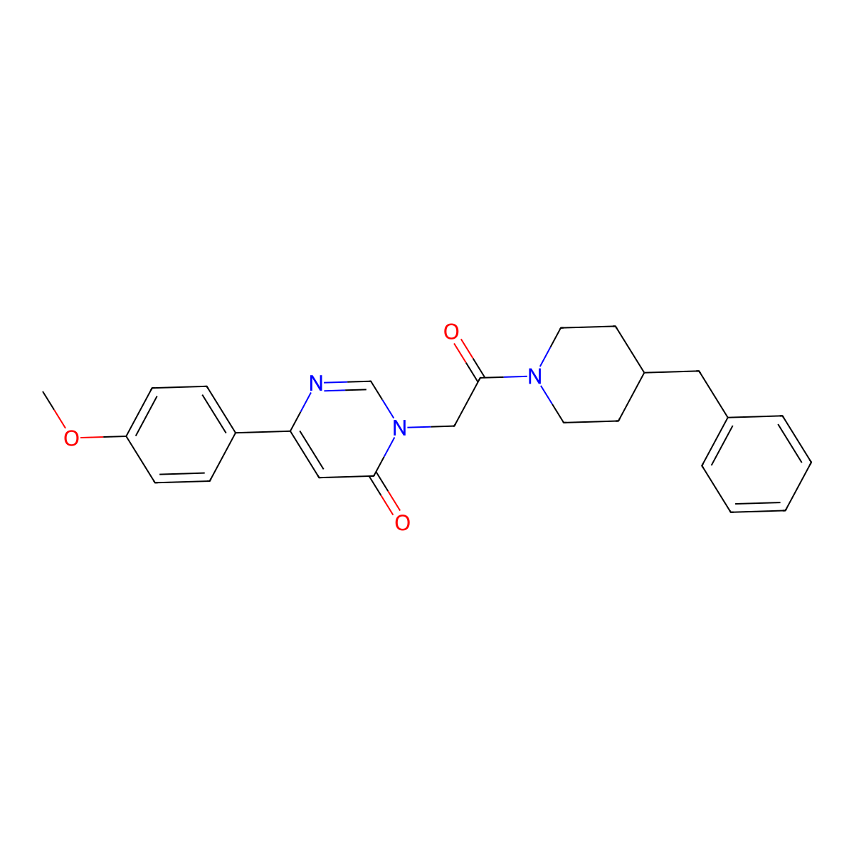 3-[2-(4-Benzylpiperidin-1-yl)-2-oxoethyl]-6-(4-methoxyphenyl)-3,4-dihydropyrimidin-4-one molecular structure, CAS 1060179-08-9