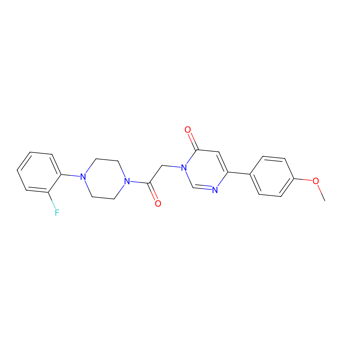3-(2-(4-(2-fluorophenyl)piperazin-1-yl)-2-oxoethyl)-6-(4-methoxyphenyl)pyrimidin-4(3H)-one molecular structure, CAS 1060179-24-9