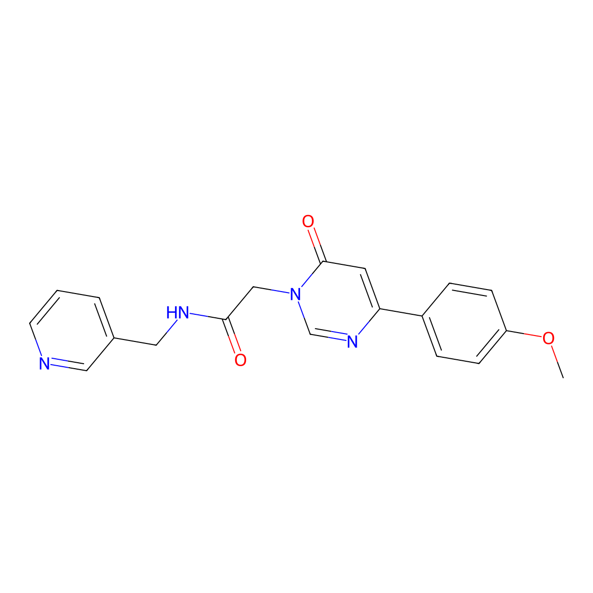 2-[4-(4-methoxyphenyl)-6-oxo-1,6-dihydropyrimidin-1-yl]-N-[(pyridin-3-yl)methyl]acetamide molecular structure, CAS 1060179-48-7