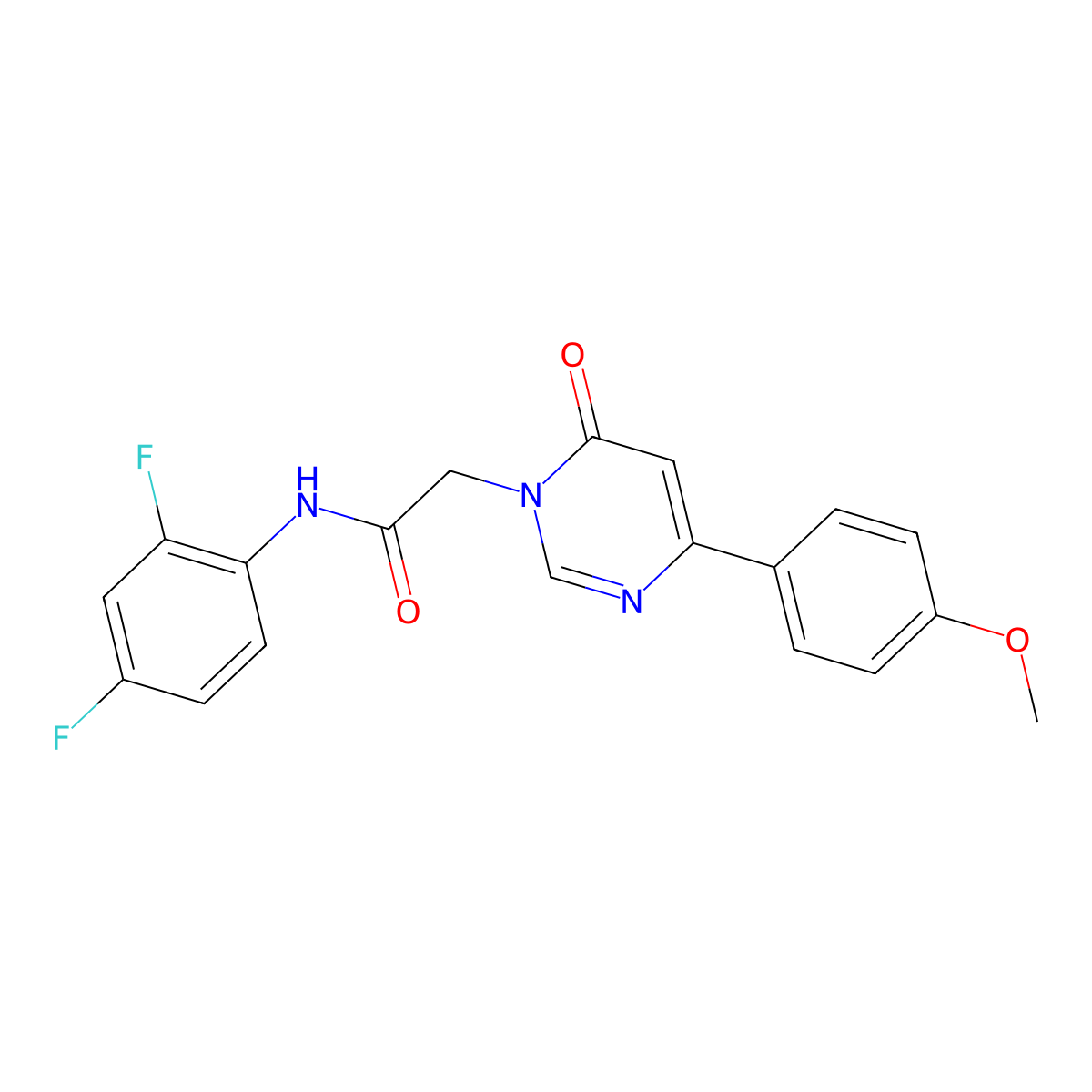N-(2,4-difluorophenyl)-2-[4-(4-methoxyphenyl)-6-oxo-1,6-dihydropyrimidin-1-yl]acetamide molecular structure, CAS 1060179-64-7