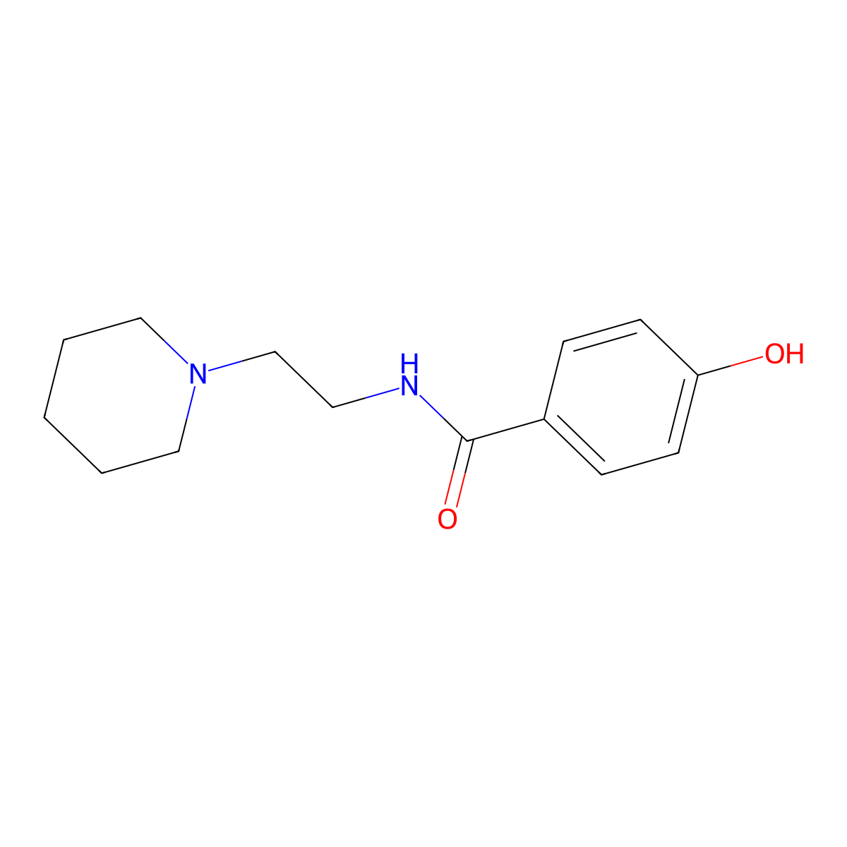 4-Hydroxy-N-(2-(1-piperidinyl)ethyl)benzamide molecular structure, CAS 106018-38-6