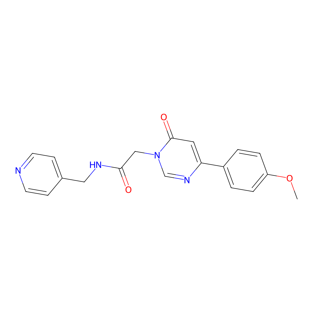 2-[4-(4-methoxyphenyl)-6-oxo-1,6-dihydropyrimidin-1-yl]-N-[(pyridin-4-yl)methyl]acetamide molecular structure, CAS 1060181-00-1