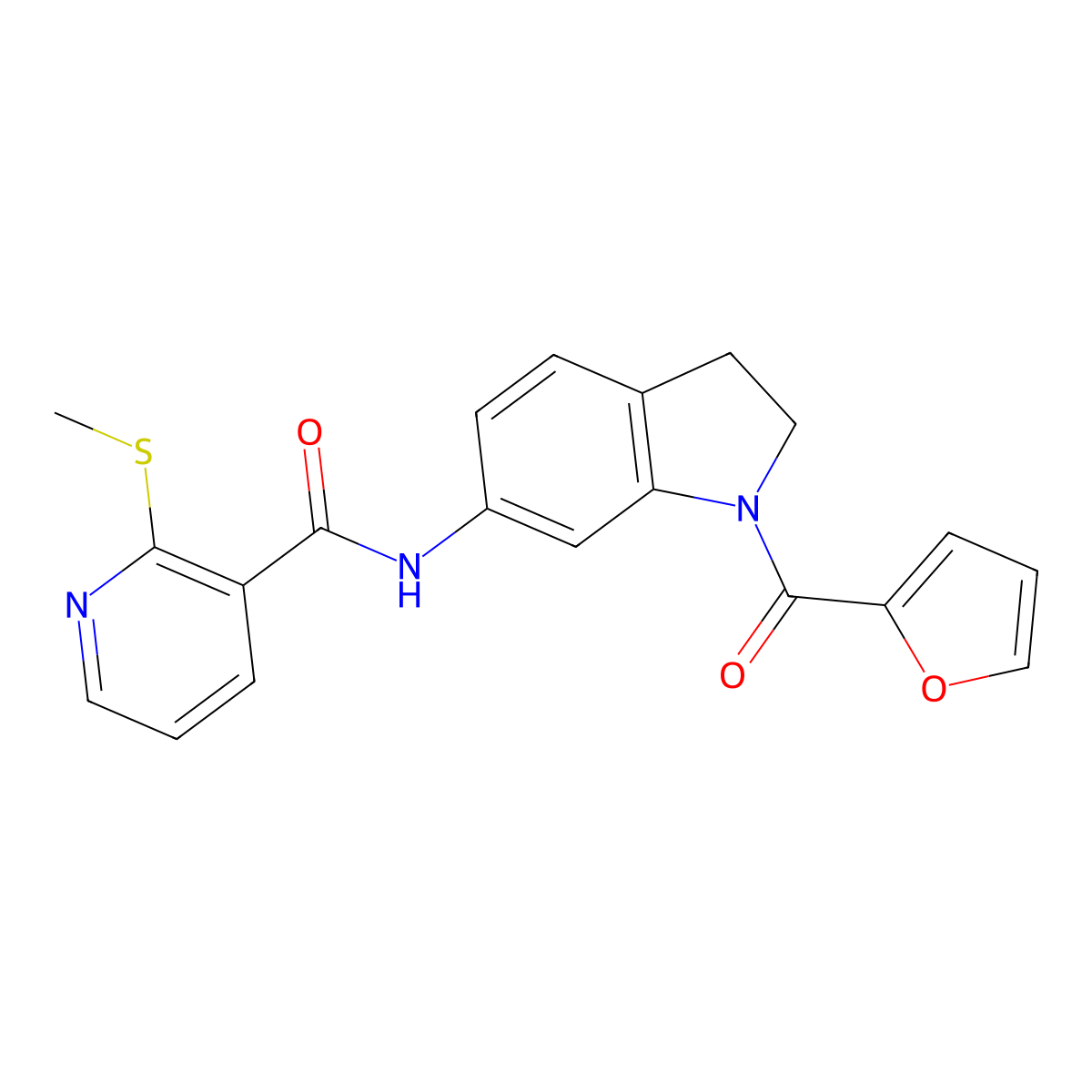 N-(1-(furan-2-carbonyl)indolin-6-yl)-2-(methylthio)nicotinamide molecular structure, CAS 1060181-92-1