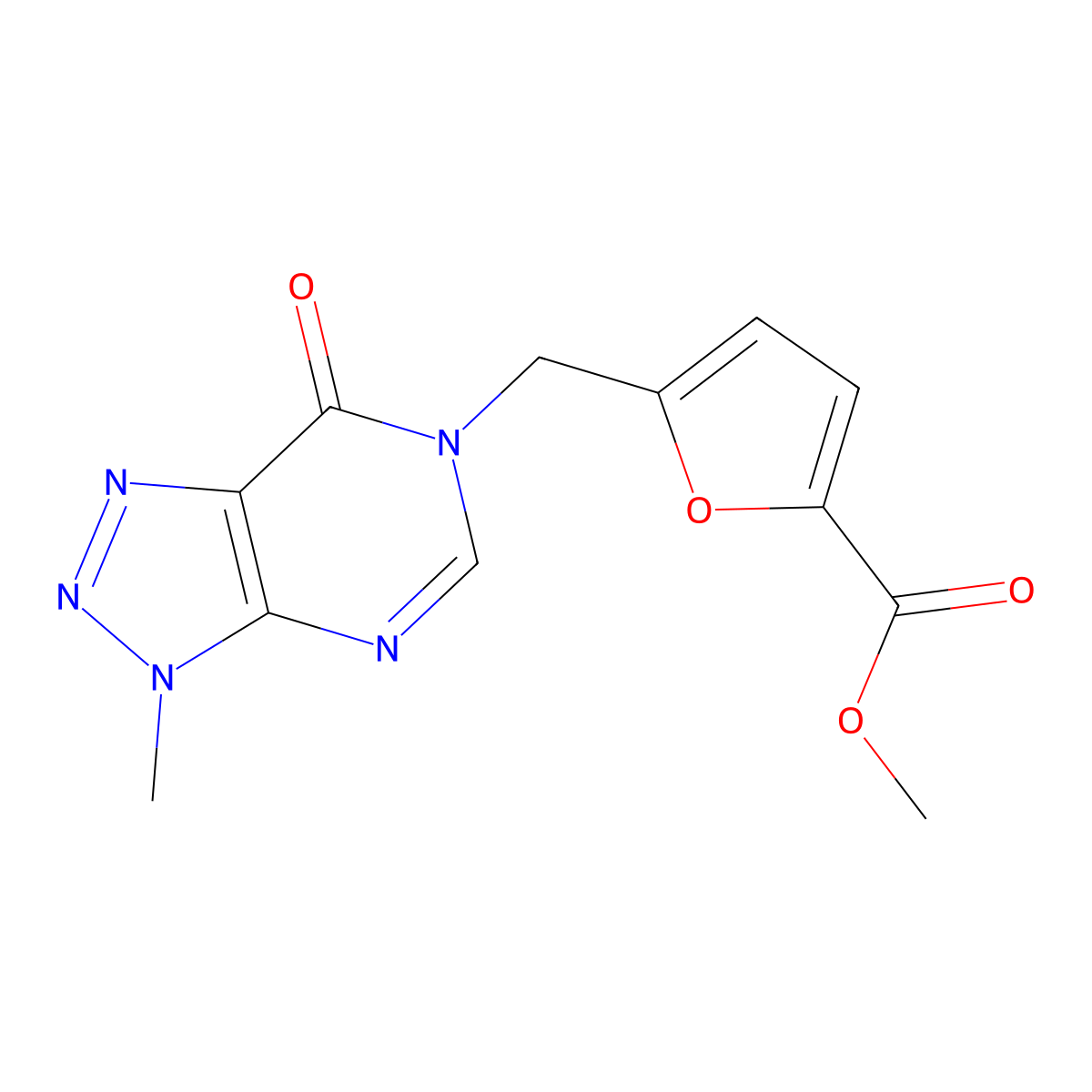 methyl 5-({3-methyl-7-oxo-3H,6H,7H-[1,2,3]triazolo[4,5-d]pyrimidin-6-yl}methyl)furan-2-carboxylate molecular structure, CAS 1060181-99-8
