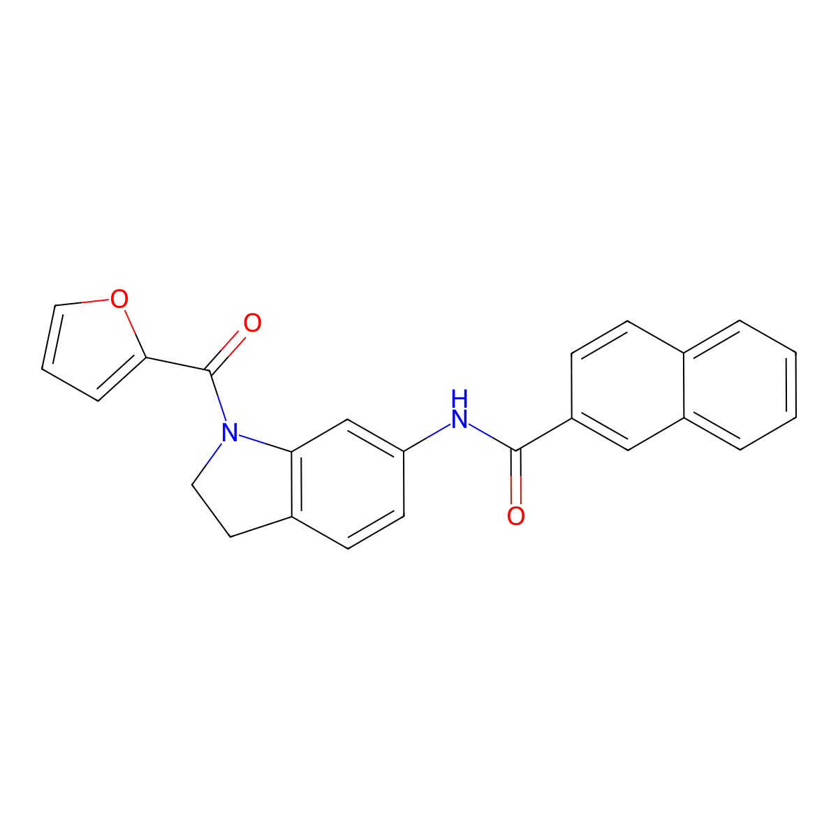 N-(1-(furan-2-carbonyl)indolin-6-yl)-2-naphthamide molecular structure, CAS 1060182-08-2