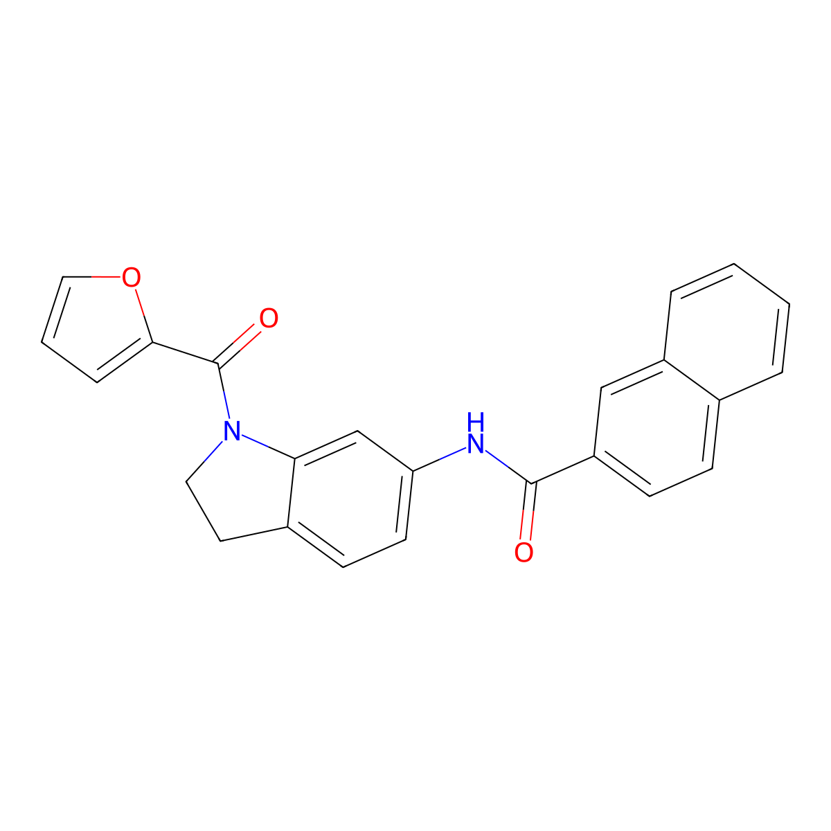 N-(1-(furan-2-carbonyl)indolin-6-yl)-2-naphthamide molecular structure, CAS 1060182-08-2