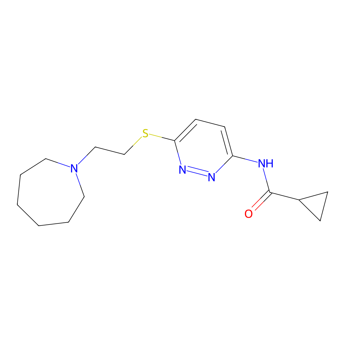 N-(6-{[2-(azepan-1-yl)ethyl]sulfanyl}pyridazin-3-yl)cyclopropanecarboxamide molecular structure, CAS 1060182-21-9