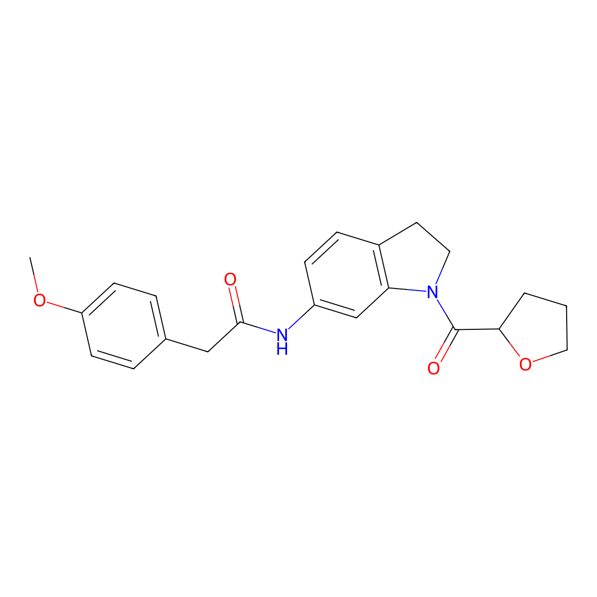 2-(4-methoxyphenyl)-N-(1-(tetrahydrofuran-2-carbonyl)indolin-6-yl)acetamide molecular structure, CAS 1060182-48-0