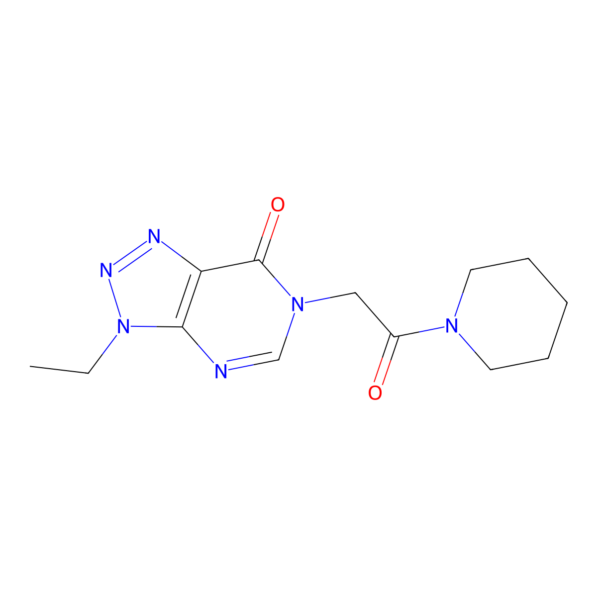 3-ethyl-6-[2-oxo-2-(piperidin-1-yl)ethyl]-3H,6H,7H-[1,2,3]triazolo[4,5-d]pyrimidin-7-one molecular structure, CAS 1060182-55-9