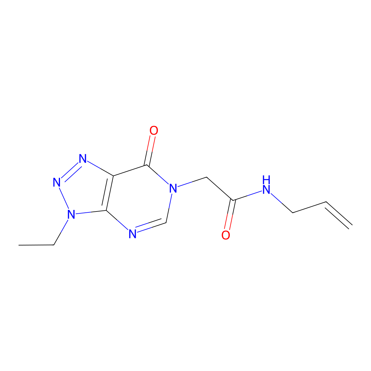 2-{3-ethyl-7-oxo-3H,6H,7H-[1,2,3]triazolo[4,5-d]pyrimidin-6-yl}-N-(prop-2-en-1-yl)acetamide molecular structure, CAS 1060183-98-3