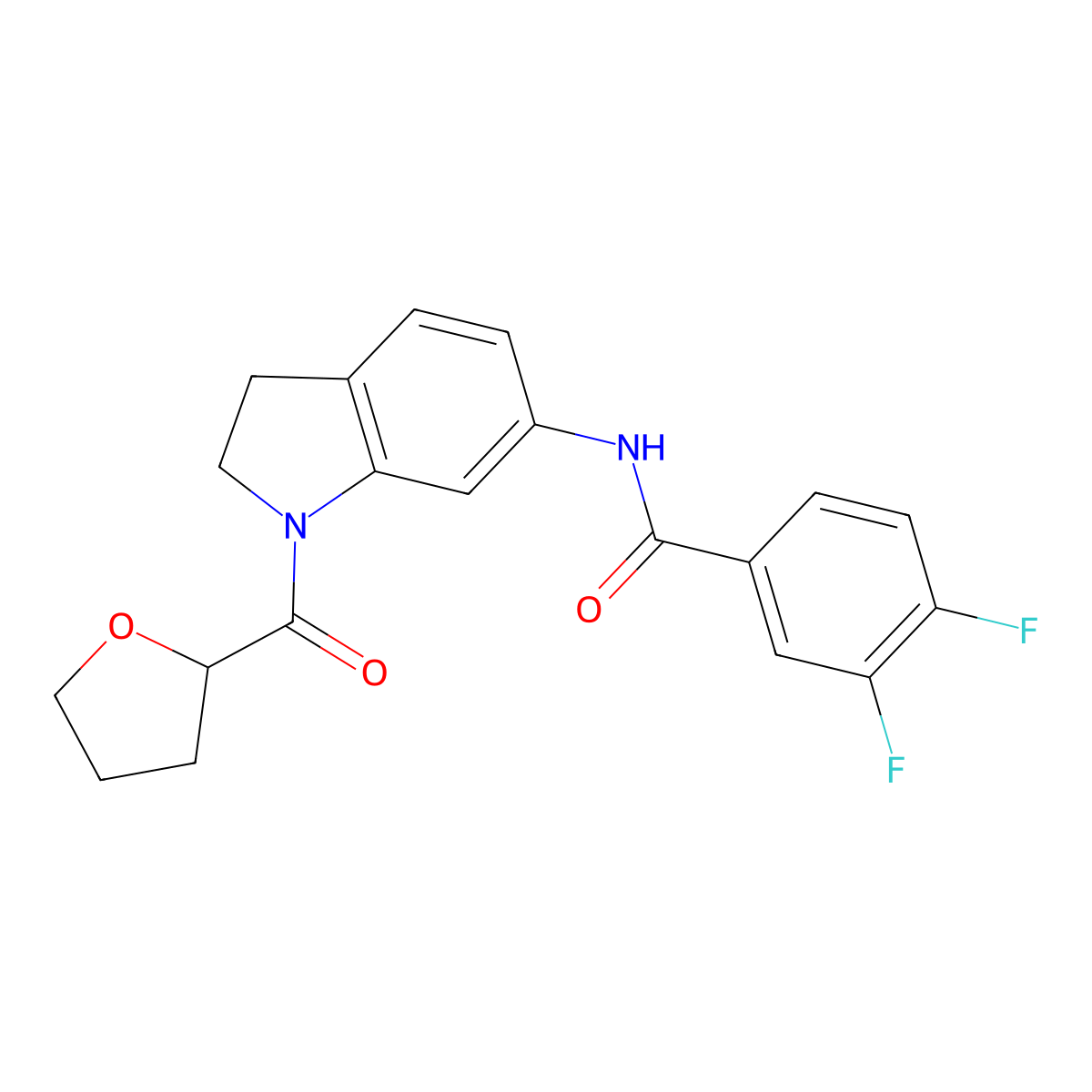 3,4-difluoro-N-(1-(tetrahydrofuran-2-carbonyl)indolin-6-yl)benzamide molecular structure, CAS 1060184-15-7