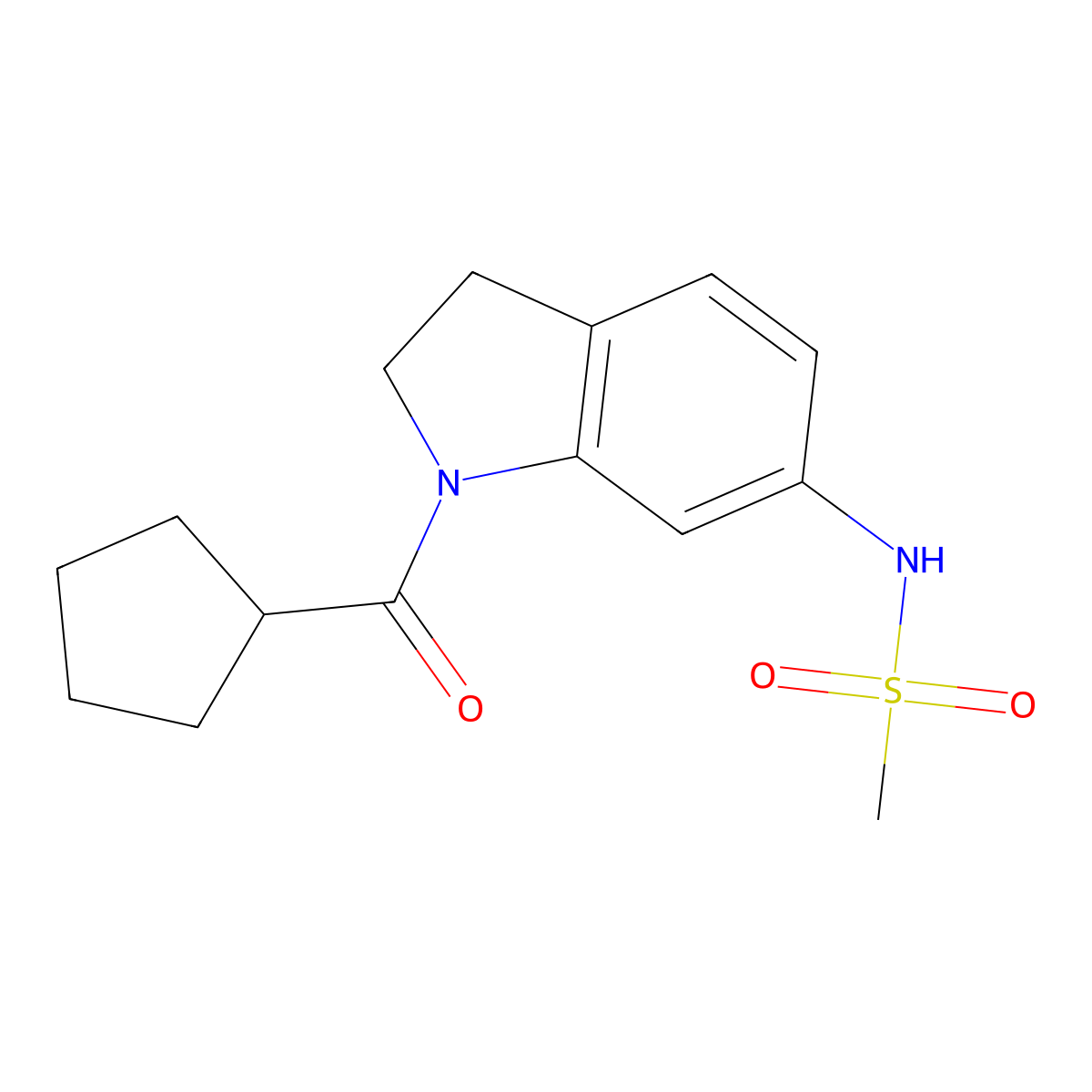 N-(1-cyclopentanecarbonyl-2,3-dihydro-1H-indol-6-yl)methanesulfonamide molecular structure, CAS 1060184-36-2