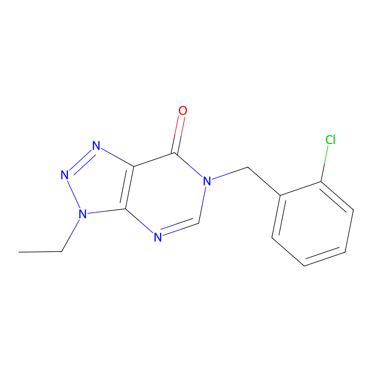 6-(2-chlorobenzyl)-3-ethyl-3H-[1,2,3]triazolo[4,5-d]pyrimidin-7(6H)-one molecular structure, CAS 1060184-38-4