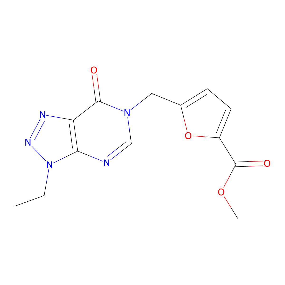 methyl 5-({3-ethyl-7-oxo-3H,6H,7H-[1,2,3]triazolo[4,5-d]pyrimidin-6-yl}methyl)furan-2-carboxylate molecular structure, CAS 1060184-46-4