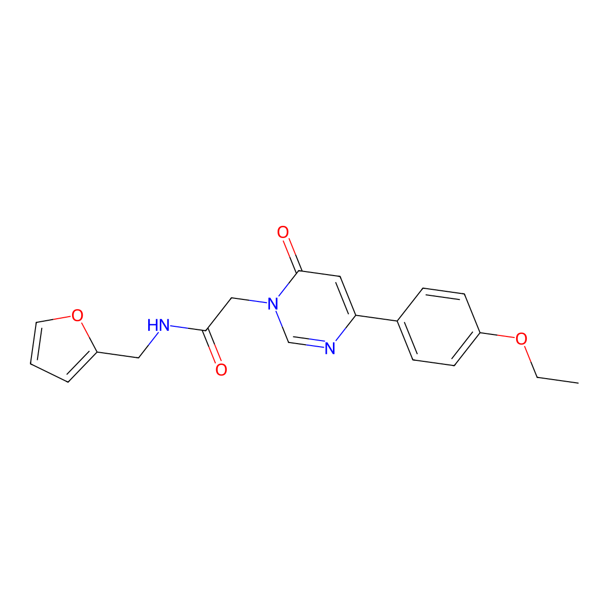 2-[4-(4-ethoxyphenyl)-6-oxo-1,6-dihydropyrimidin-1-yl]-N-[(furan-2-yl)methyl]acetamide molecular structure, CAS 1060189-08-3