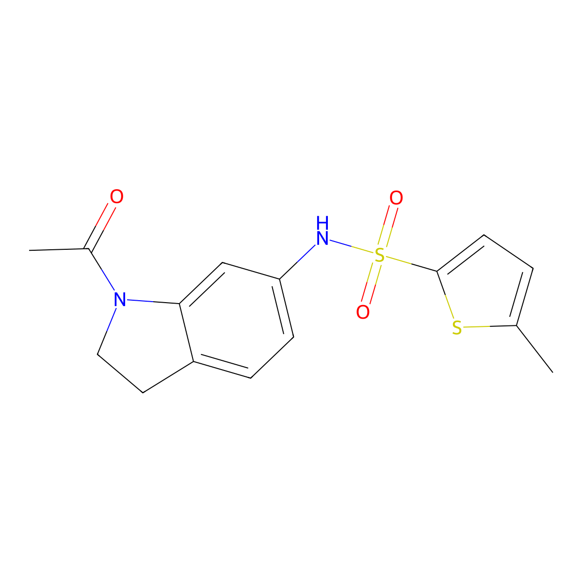 N-(1-acetyl-2,3-dihydro-1H-indol-6-yl)-5-methylthiophene-2-sulfonamide molecular structure, CAS 1060189-51-6