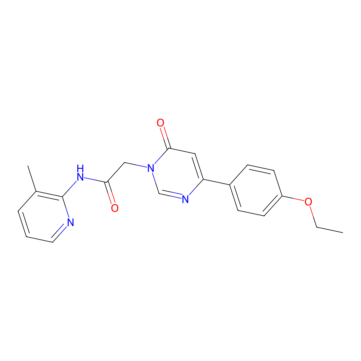 2-[4-(4-ethoxyphenyl)-6-oxo-1,6-dihydropyrimidin-1-yl]-N-(3-methylpyridin-2-yl)acetamide molecular structure, CAS 1060189-71-0