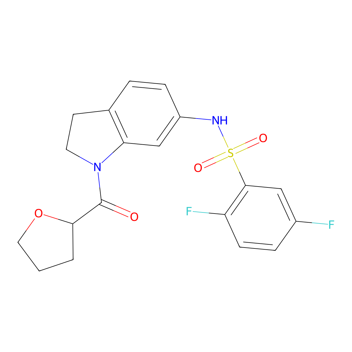 2,5-difluoro-N-(1-(tetrahydrofuran-2-carbonyl)indolin-6-yl)benzenesulfonamide molecular structure, CAS 1060190-12-6