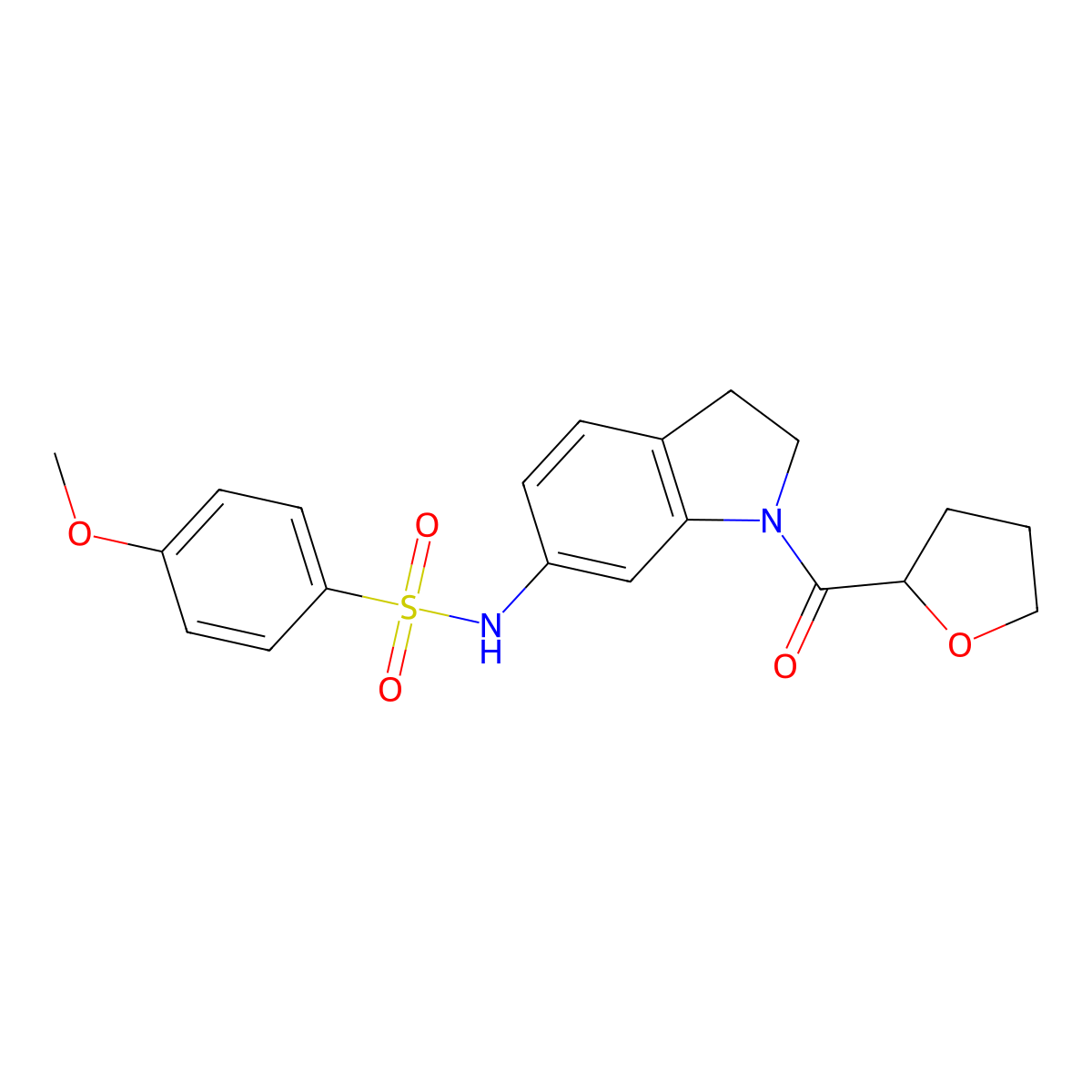 4-methoxy-N-(1-(tetrahydrofuran-2-carbonyl)indolin-6-yl)benzenesulfonamide molecular structure, CAS 1060190-52-4
