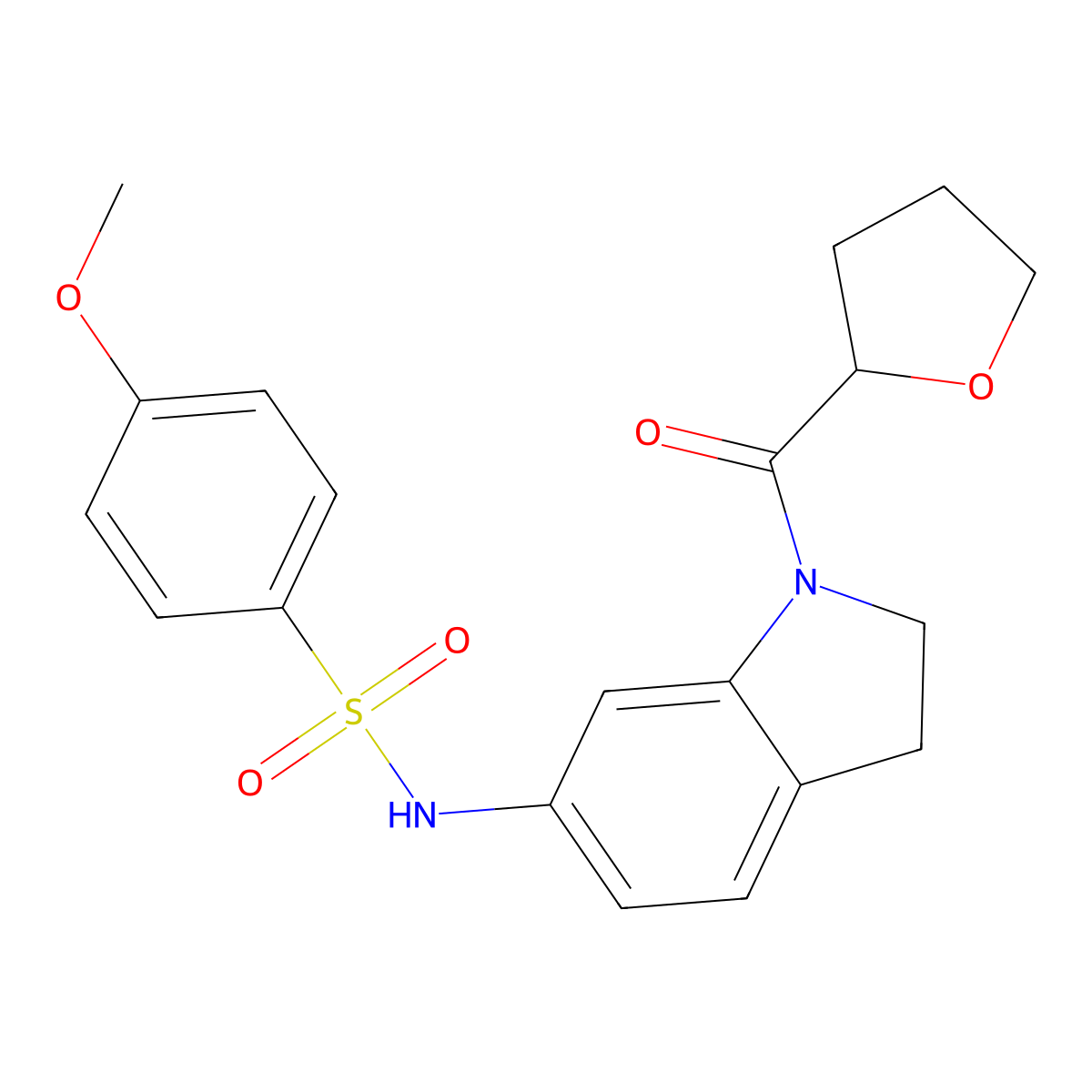 4-methoxy-N-(1-(tetrahydrofuran-2-carbonyl)indolin-6-yl)benzenesulfonamide molecular structure, CAS 1060190-52-4