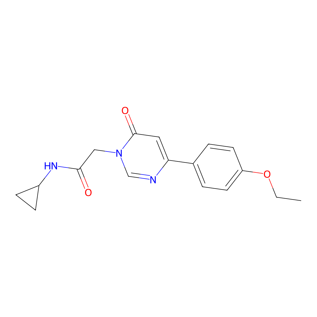 N-cyclopropyl-2-[4-(4-ethoxyphenyl)-6-oxo-1,6-dihydropyrimidin-1-yl]acetamide molecular structure, CAS 1060191-79-8