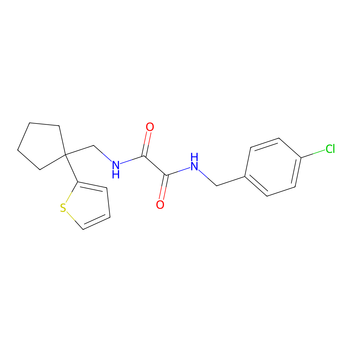N'-[(4-chlorophenyl)methyl]-N-{[1-(thiophen-2-yl)cyclopentyl]methyl}ethanediamide molecular structure, CAS 1060192-75-7