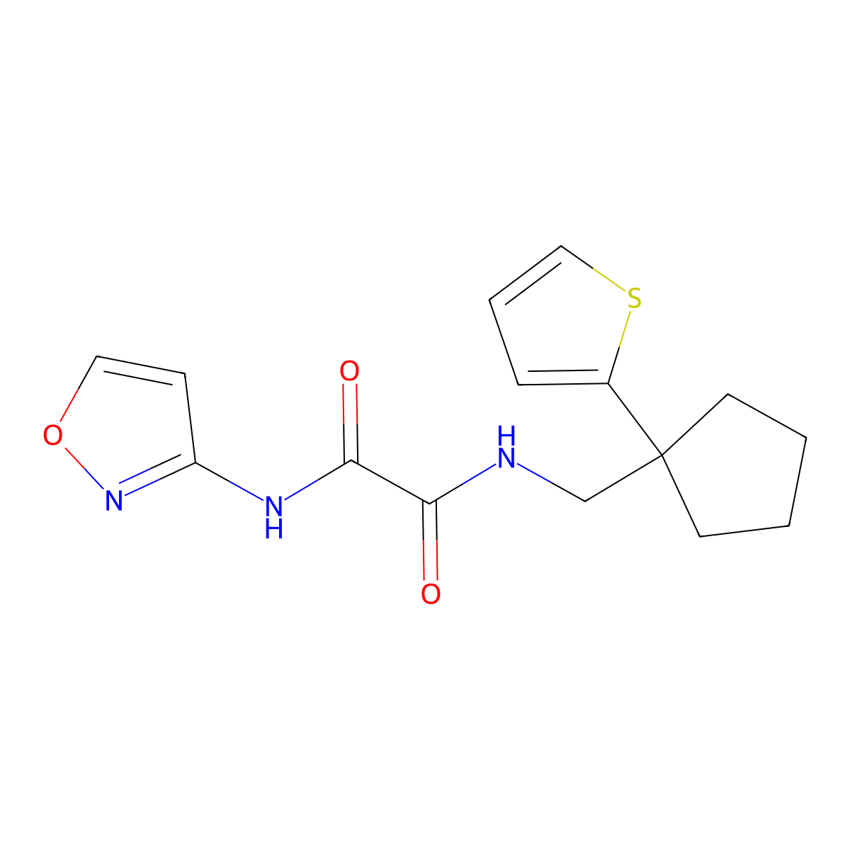 N-(1,2-oxazol-3-yl)-N'-{[1-(thiophen-2-yl)cyclopentyl]methyl}ethanediamide molecular structure, CAS 1060193-05-6